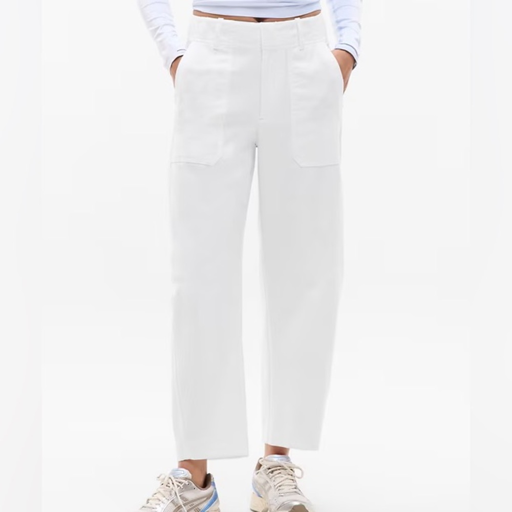 Athleta White Wide Leg Pants with Patch Pockets